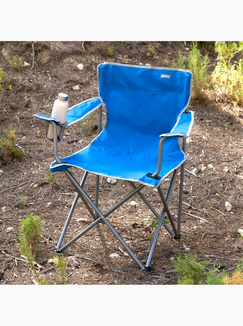 Aktive opklapbare campingstoel met bekerhouder Blauw - Kiabi
