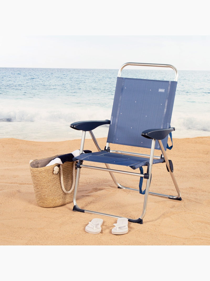 Aktive opklapbare strandstoel 48x60x100 cm 4 posities blauw Blauw - Kiabi