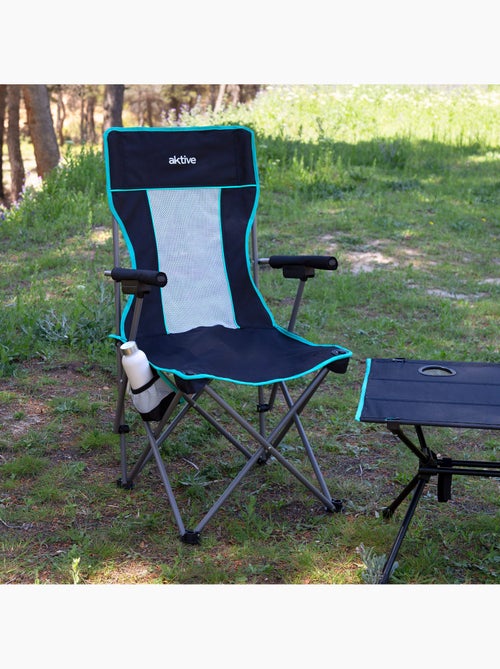 Aktive opvouwbare campingstoel 48x48x102 cm zwart met rugleuning van gaas - Kiabi Aktive opvouwbare campingstoel 48x48x102 cm zwart met rugleuning van gaas - Kiabi