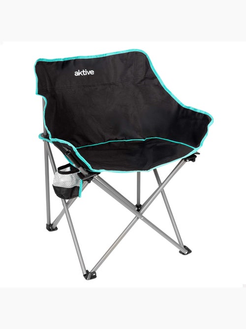Aktive opvouwbare campingstoel 50x47x74 cm met bekerhouder zwart - Kiabi