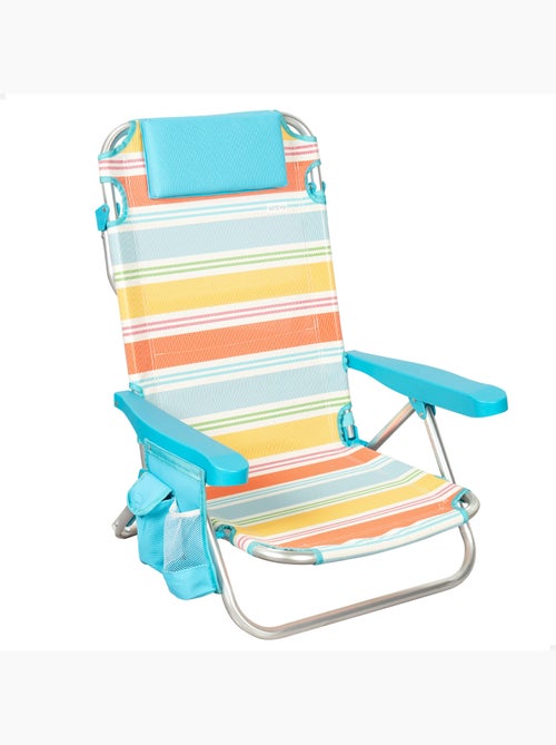Aktive opvouwbare strandstoel 48x48x75 cm, 5 standen, met zijvak - Kiabi