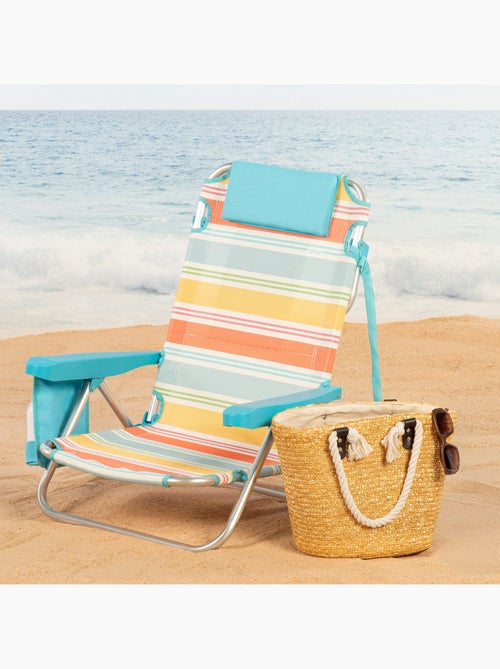 Aktive opvouwbare strandstoel 48x48x75 cm, 5 standen, met zijvak - Kiabi
