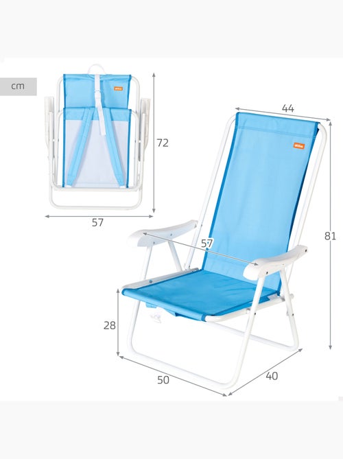 Aktive opvouwbare strandstoelrugzak met vakje, blauw, 44x40x81 cm - Kiabi Aktive opvouwbare strandstoelrugzak met vakje, blauw, 44x40x81 cm - Kiabi