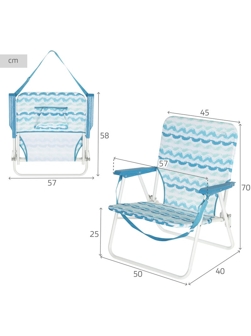 Aktive pack 2 chaises de plage pliantes basses 45x40x70 cm Bleu - Kiabi