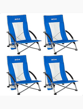 Aktive pack 4 chaises de plage pliantes 50x51x67 cm avec pochette