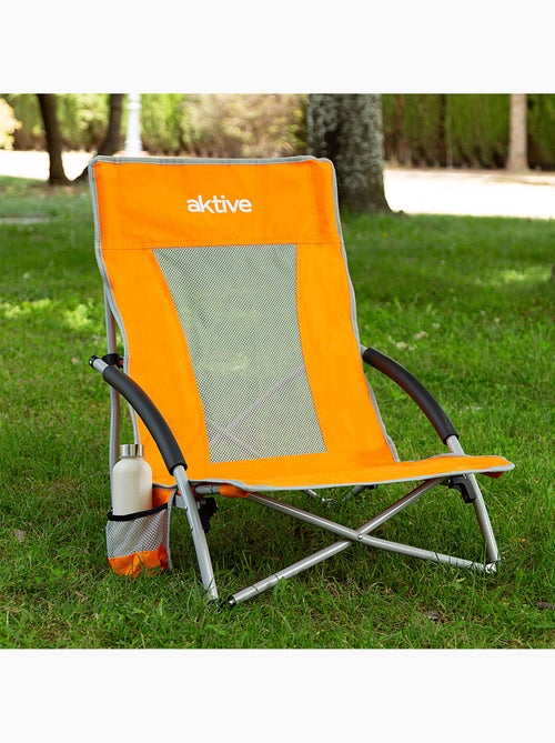 Aktive pack 4 chaises de plage pliantes 50x51x67 cm avec porte-gobelets - Kiabi