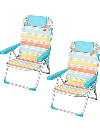 Aktive pack de 2 chaises de camping pliantes de luxe 48x60x90 cm 5 positions avec dossier