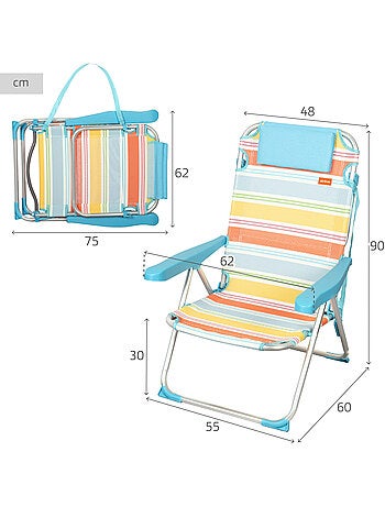 Aktive pack de 2 chaises de camping pliantes de luxe 48x60x90 cm 5 positions avec dossier