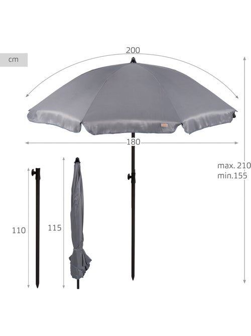Aktive parasol de 200 cm avec housse - Kiabi