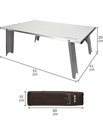 Aktive petite table de camping pliante ultralégère en aluminium 55x41x20 cm