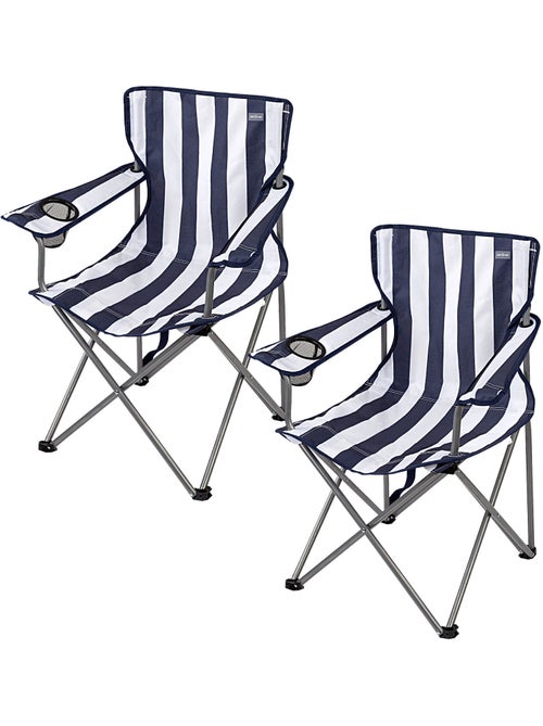 Aktive set van 2 hoge campingstoelen 45x47x82 cm met strepen - Kiabi Aktive set van 2 hoge campingstoelen 45x47x82 cm met strepen - Kiabi