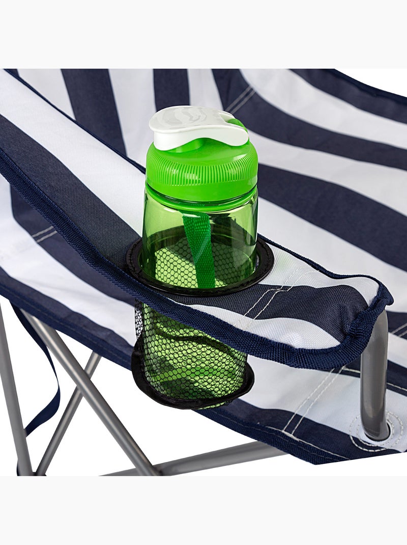 Aktive set van 2 hoge campingstoelen 45x47x82 cm met strepen Blauw Wit - Kiabi