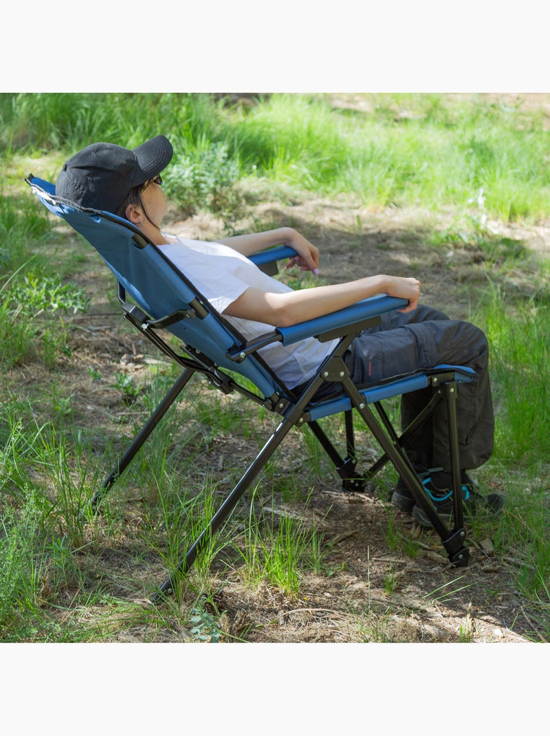 Aktive set van 2 hoge campingstoelen 54x80x103 cm met zakken Blauw Zwart - Kiabi