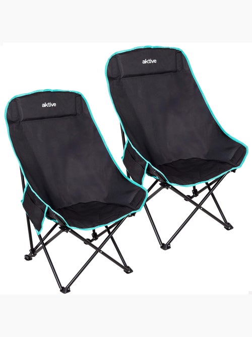 Aktive set van 2 hoge campingstoelen 55x45x90 cm zwart - Kiabi Aktive set van 2 hoge campingstoelen 55x45x90 cm zwart - Kiabi