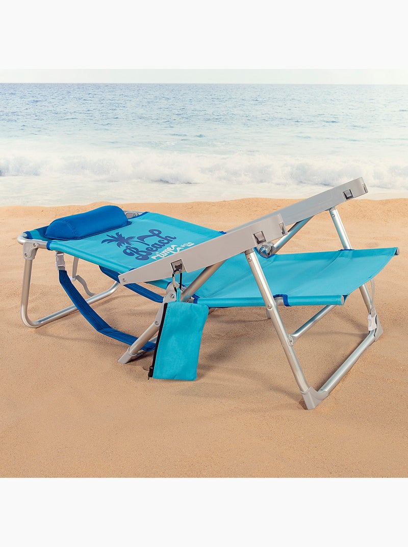 Aktive set van 2 lage, inklapbare strandstoelen met meerdere standen, blauw Blauw - Kiabi