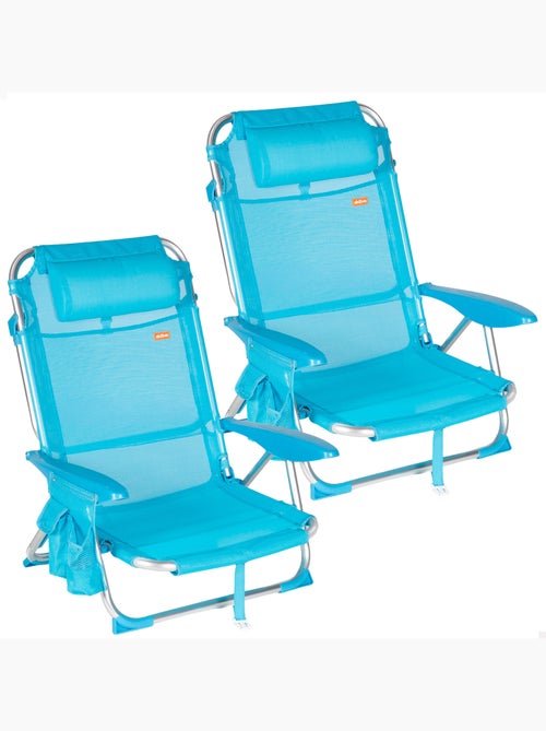 Aktive set van 2 lage, opvouwbare strandstoelen met meerdere posities 51x45x76 cm blauw - Kiabi Aktive set van 2 lage, opvouwbare strandstoelen met meerdere posities 51x45x76 cm blauw - Kiabi