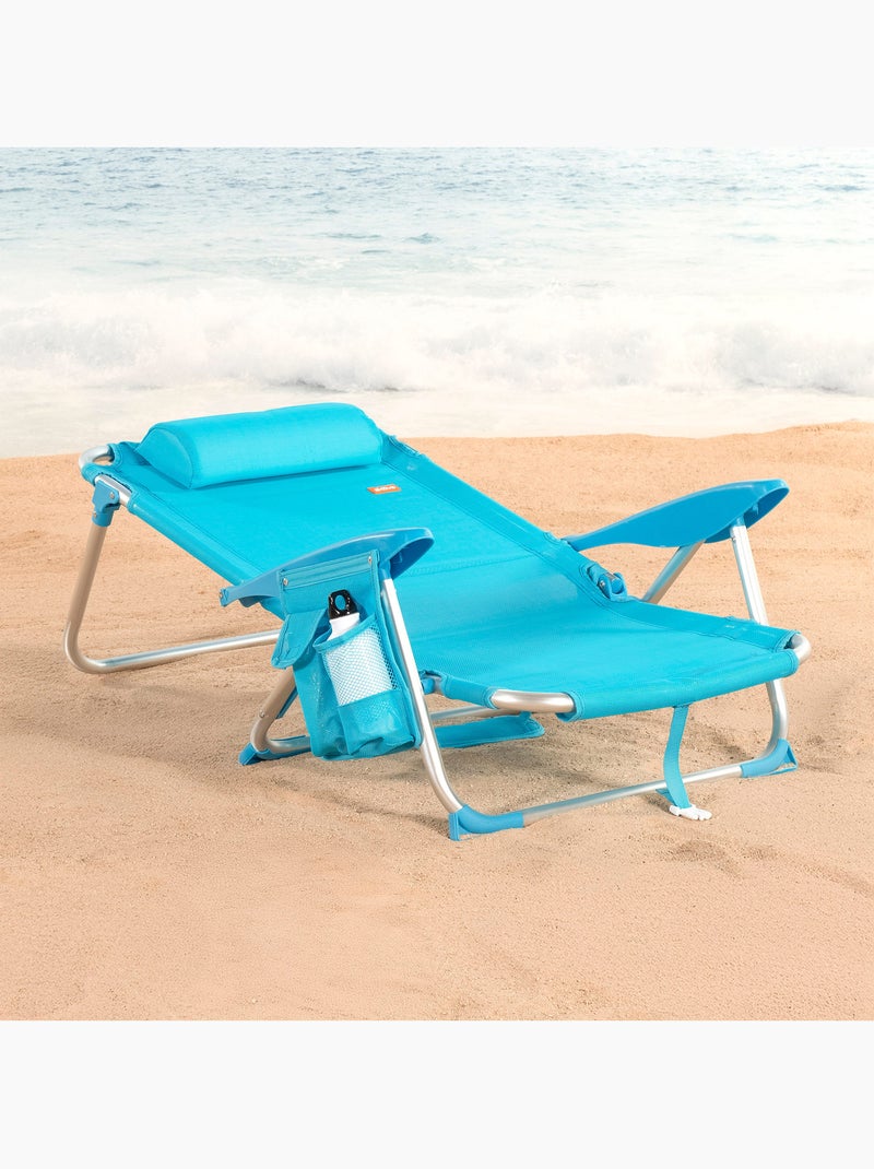 Aktive set van 2 lage, opvouwbare strandstoelen met meerdere posities 51x45x76 cm blauw Blauw - Kiabi