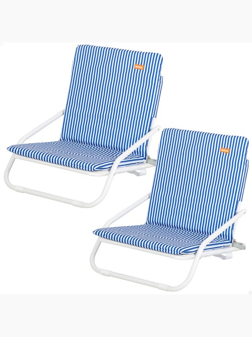 Aktive set van 2 lage strandstoelen 46x60x50 cm met nautische strepen en achterzak - Kiabi Aktive set van 2 lage strandstoelen 46x60x50 cm met nautische strepen en achterzak - Kiabi