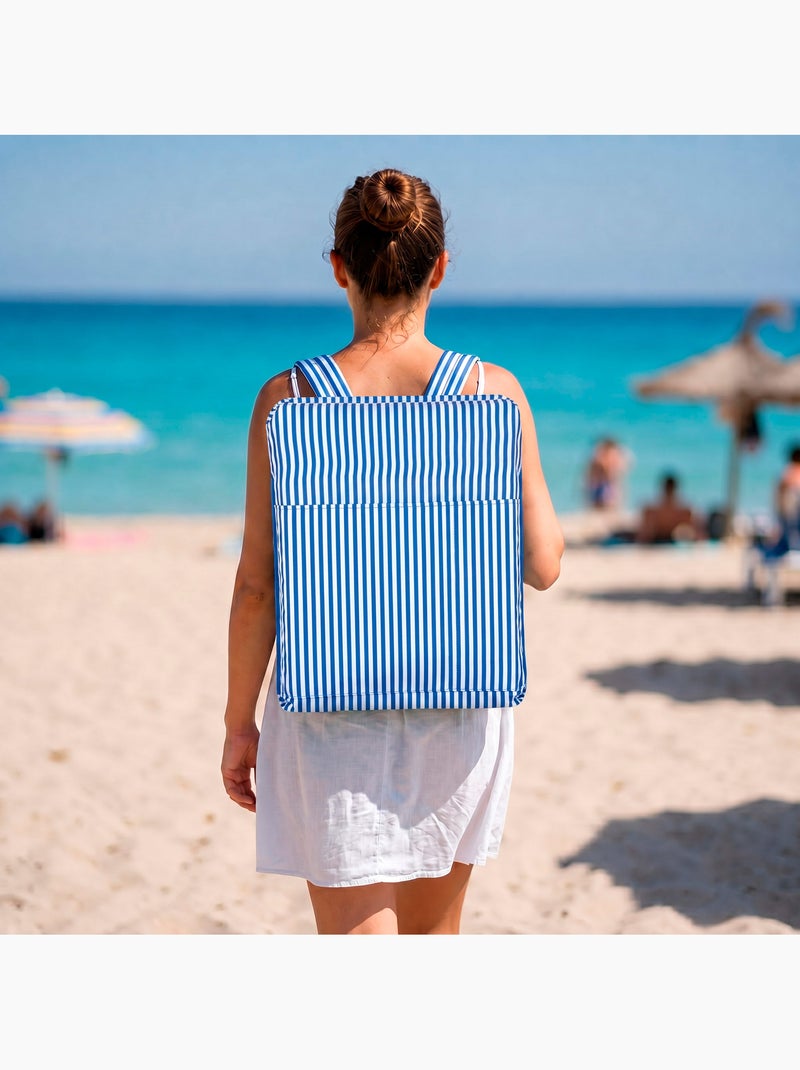 Aktive set van 2 lage, verstelbare strandstoelen 40x48x56 cm, met achtervak Blauw - Kiabi