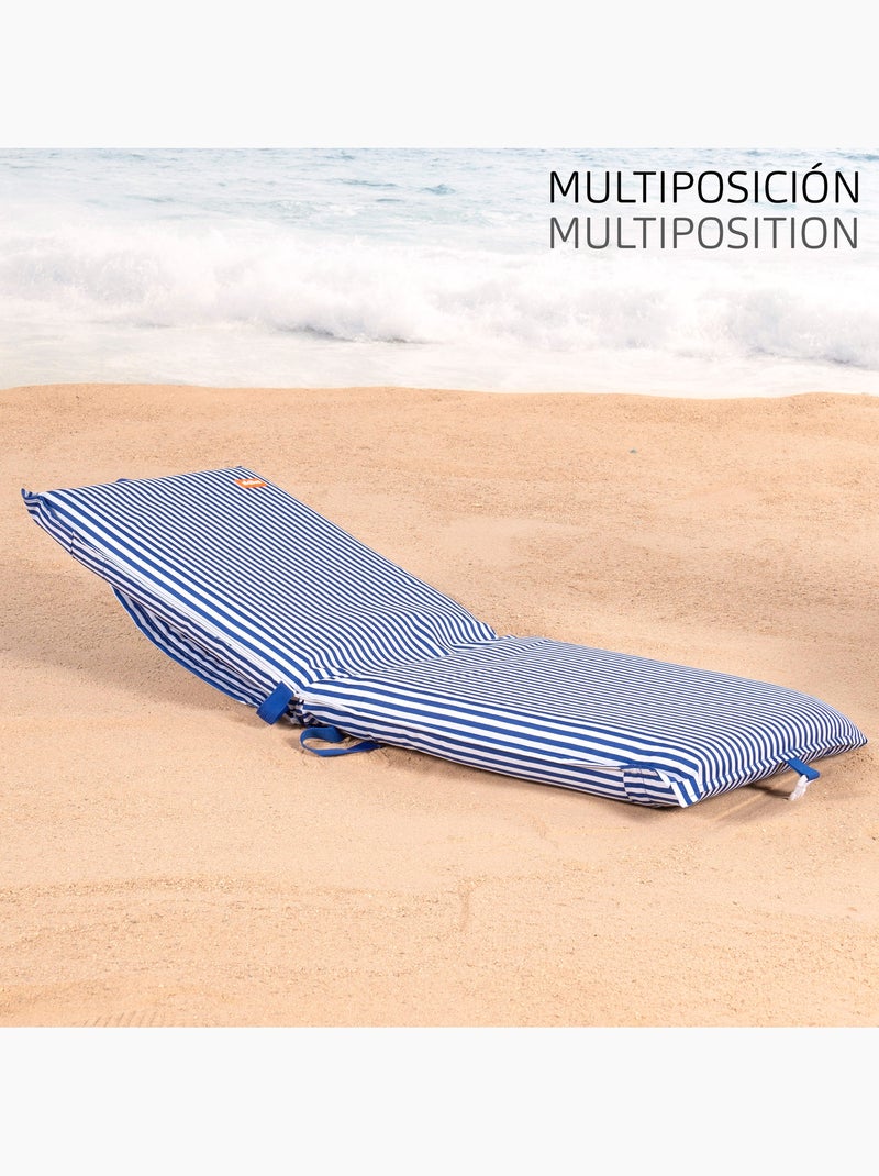 Aktive set van 2 lage, verstelbare strandstoelen 40x48x56 cm, met achtervak Blauw - Kiabi