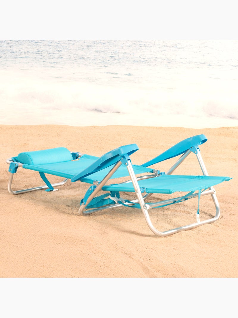 Aktive set van 2 lage, verstelbare strandstoelen 47x49x82 cm caribe Blauw - Kiabi