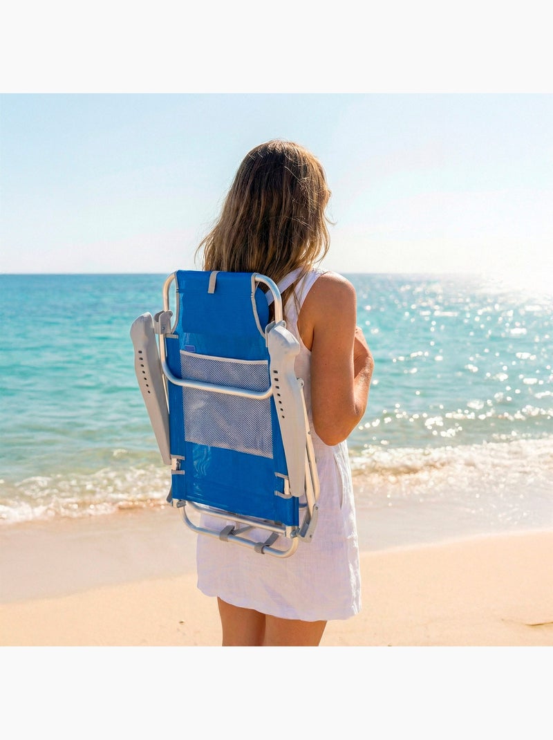 Aktive set van 2 lage, verstelbare strandstoelen 47x49x82 cm gomera Blauw - Kiabi