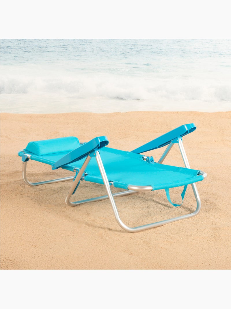 Aktive set van 2 lage, verstelbare strandstoelen 48x46x84 cm Blauw - Kiabi
