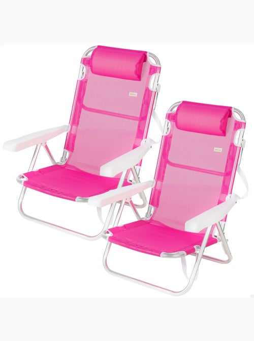Aktive set van 2 lage, verstelbare strandstoelen 48x46x84 cm - Kiabi