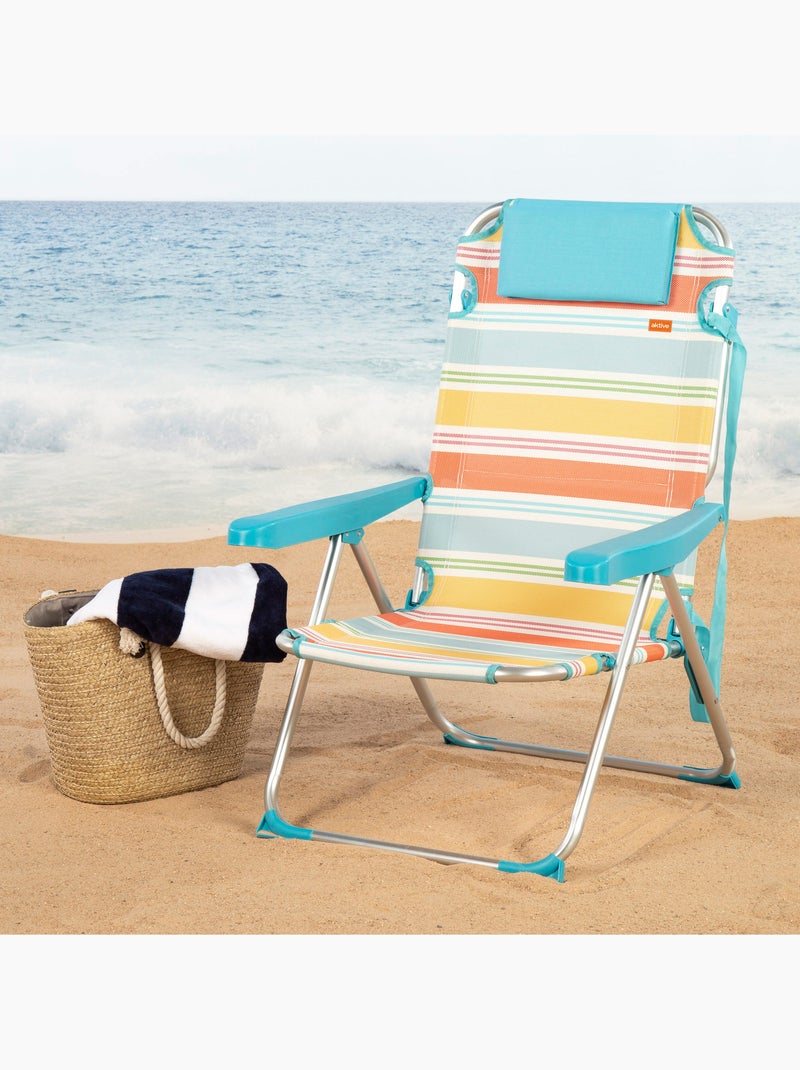 Aktive set van 2 luxe opvouwbare campingstoelen 48x60x90 cm, meerkleurig, 5 standen met rugleuning Multicolor - Kiabi