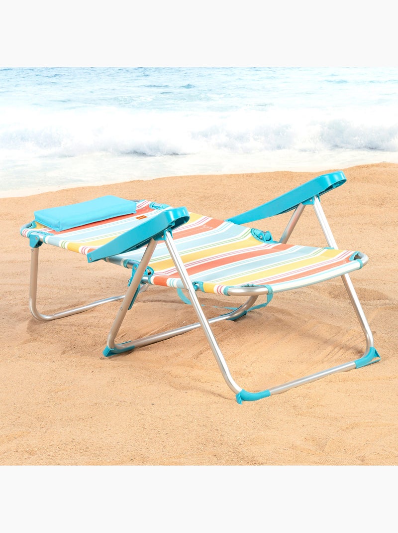 Aktive set van 2 luxe opvouwbare campingstoelen 48x60x90 cm, meerkleurig, 5 standen met rugleuning Multicolor - Kiabi