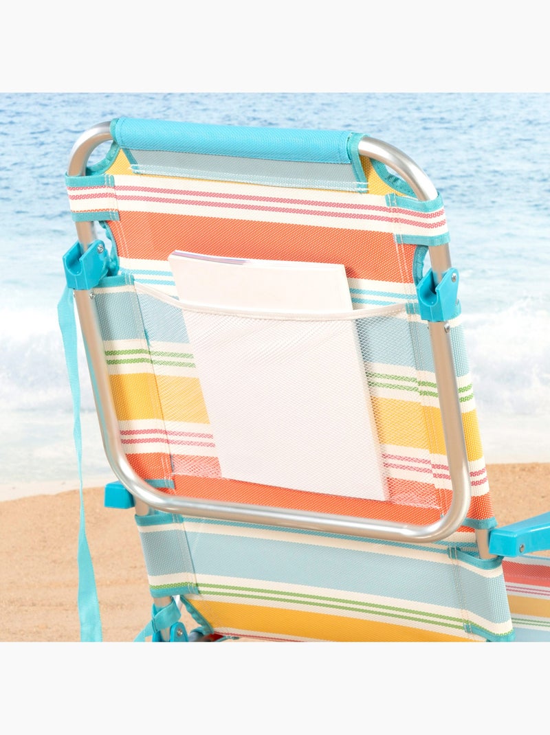 Aktive set van 2 luxe opvouwbare campingstoelen 48x60x90 cm, meerkleurig, 5 standen met rugleuning Multicolor - Kiabi