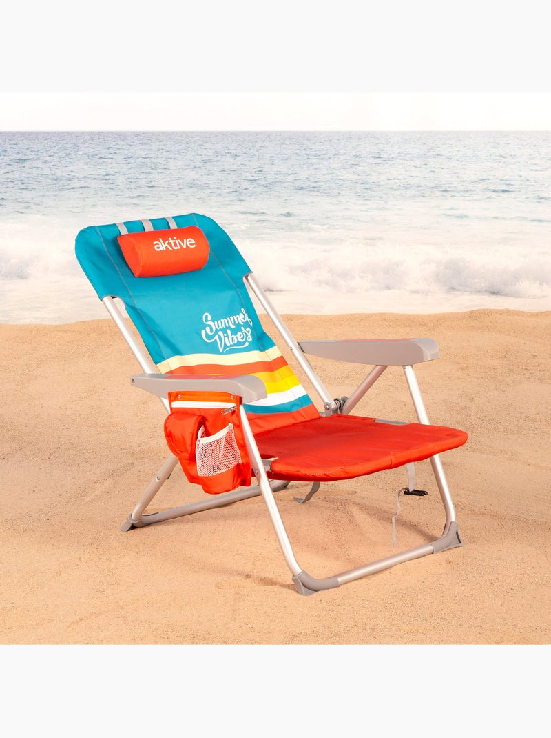 Aktive set van 2 middelgrote, verstelbare strandstoelen 50x60x85 cm, met opbergvakken Multicolor - Kiabi
