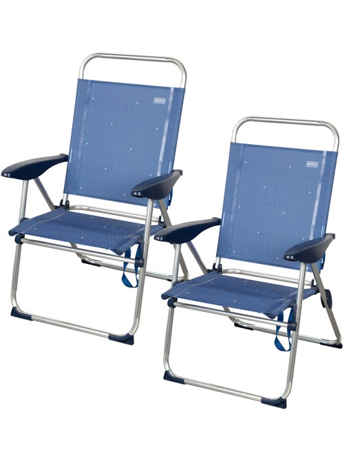 Aktive set van 2 opklapbare strandstoelen 48x60x100 cm 4 posities - Kiabi Aktive set van 2 opklapbare strandstoelen 48x60x100 cm 4 posities - Kiabi