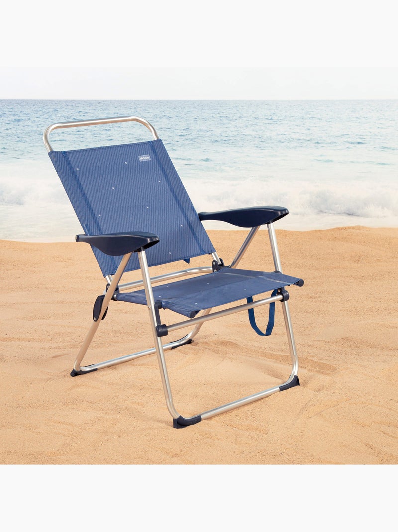 Aktive set van 2 opklapbare strandstoelen 48x60x100 cm 4 posities Blauw - Kiabi