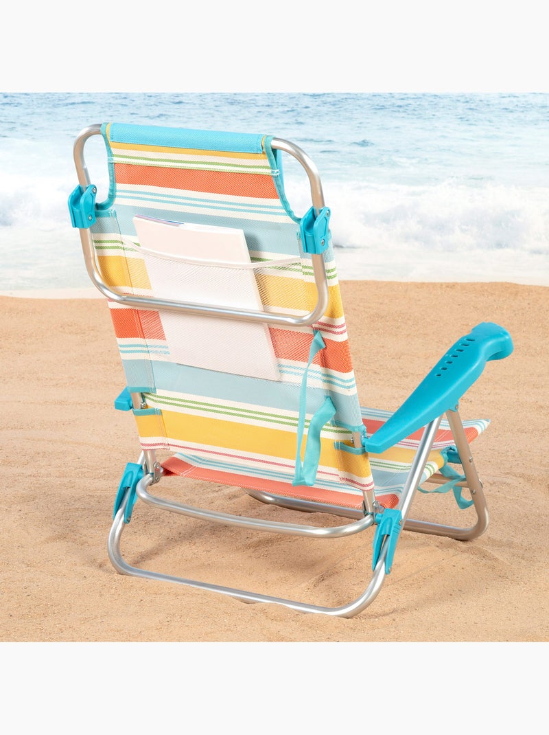 Aktive set van 2 opklapbare strandstoelen, 8 standen, 48x50x80 cm, veelkleurige strepen Multicolor - Kiabi