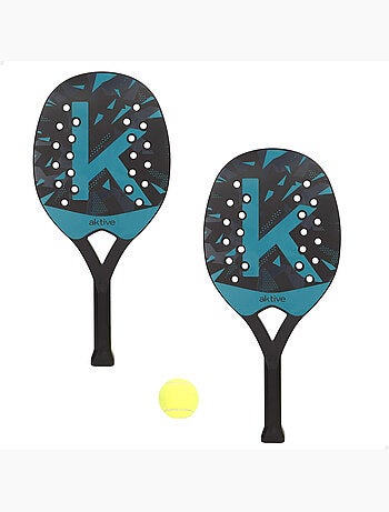 Aktive set van 2 strandpeddels 22x32x47 cm met bal en netzak
