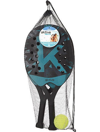 Aktive set van 2 strandpeddels 22x32x47 cm met bal en netzak