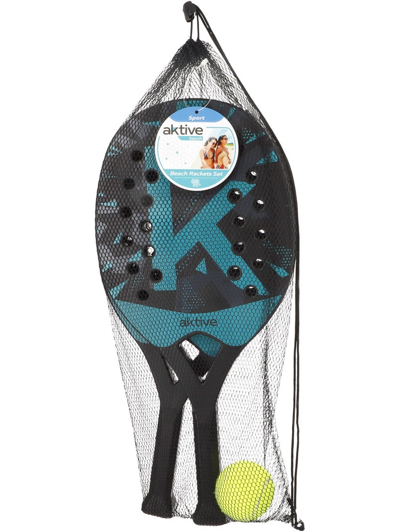 Aktive set van 2 strandpeddels 22x32x47 cm met bal en netzak N.v.t. - Kiabi