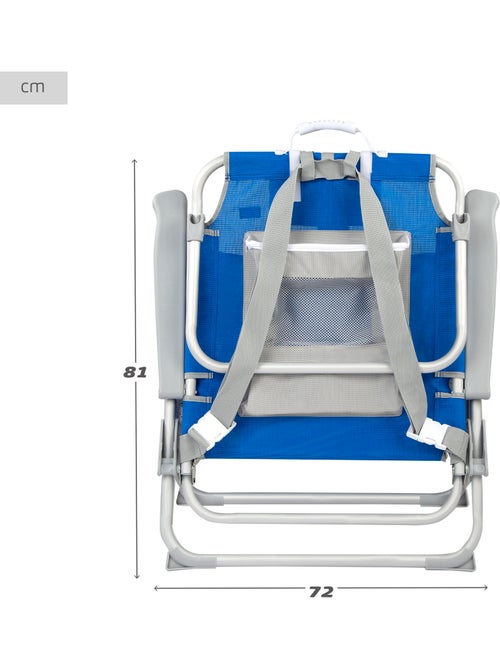 Aktive set van 2 xxl opvouwbare en verstelbare strandstoelen, blauw, verstevigde stof - Kiabi
