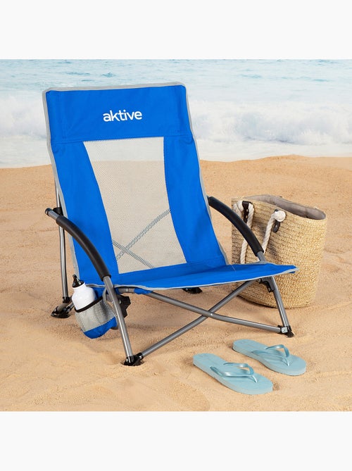 Aktive set van 4 opvouwbare strandstoelen 50x51x67 cm blauw met zak - Kiabi
