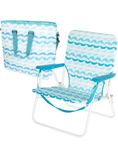 Aktive strandtas met lage rugleuning (45x40x70 cm) + draagbare koelbox van 20 liter - Kiabi