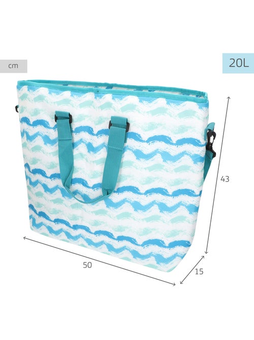 Aktive strandtas met lage rugleuning (45x40x70 cm) + draagbare koelbox van 20 liter - Kiabi