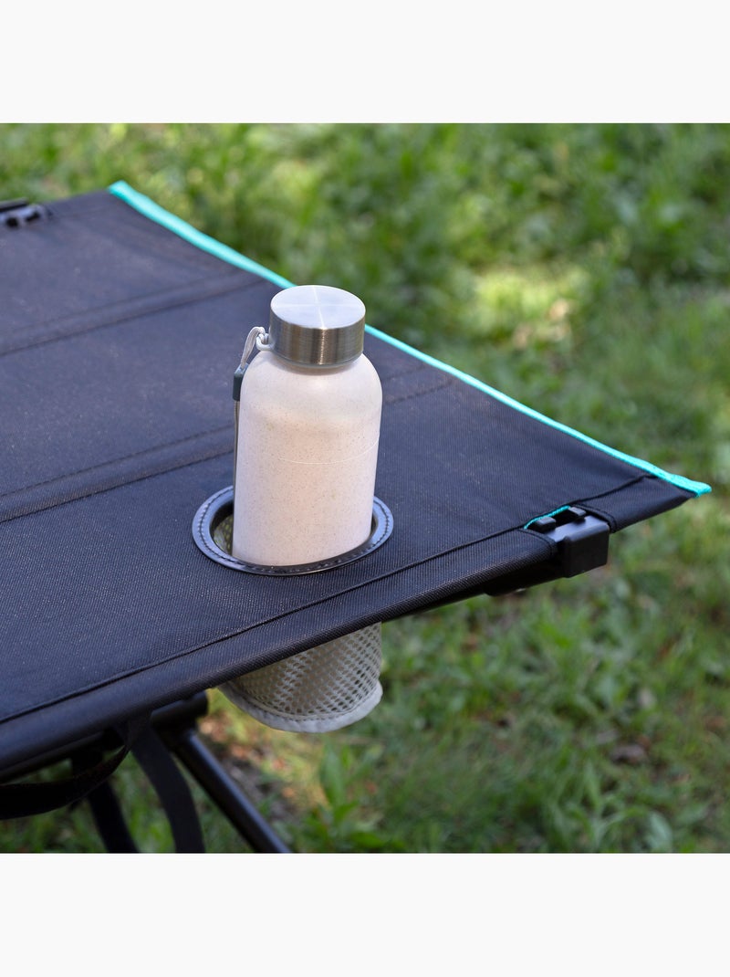 Aktive table de camping pliante 62x56x42 cm avec porte-gobelet Noir - Kiabi