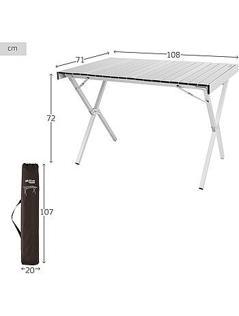 Aktive table de camping pliante en aluminium antidérapante et amovible
