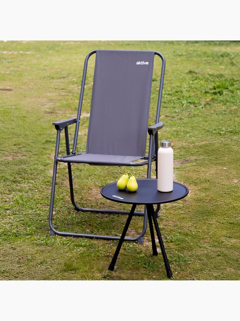 Aktive table de camping pliante ronde 37x37x55 cm Noir - Kiabi