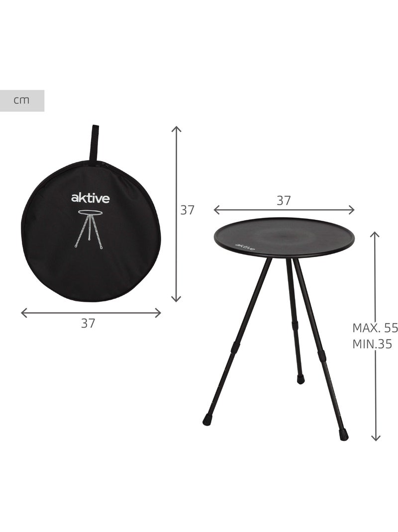 Aktive table de camping pliante ronde 37x37x55 cm Noir - Kiabi