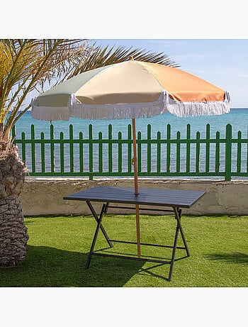 Aktive table de jardin pliante en acier pour 4 personnes avec trou pour parasol 120x75x70 cm