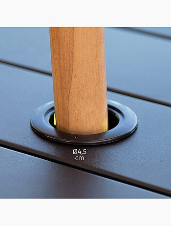 Aktive table de jardin pliante en acier pour 4 personnes avec trou pour parasol 120x75x70 cm