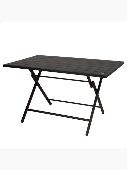 Aktive table de jardin pliante en acier pour 4 personnes avec trou pour parasol 120x75x70 cm - Kiabi