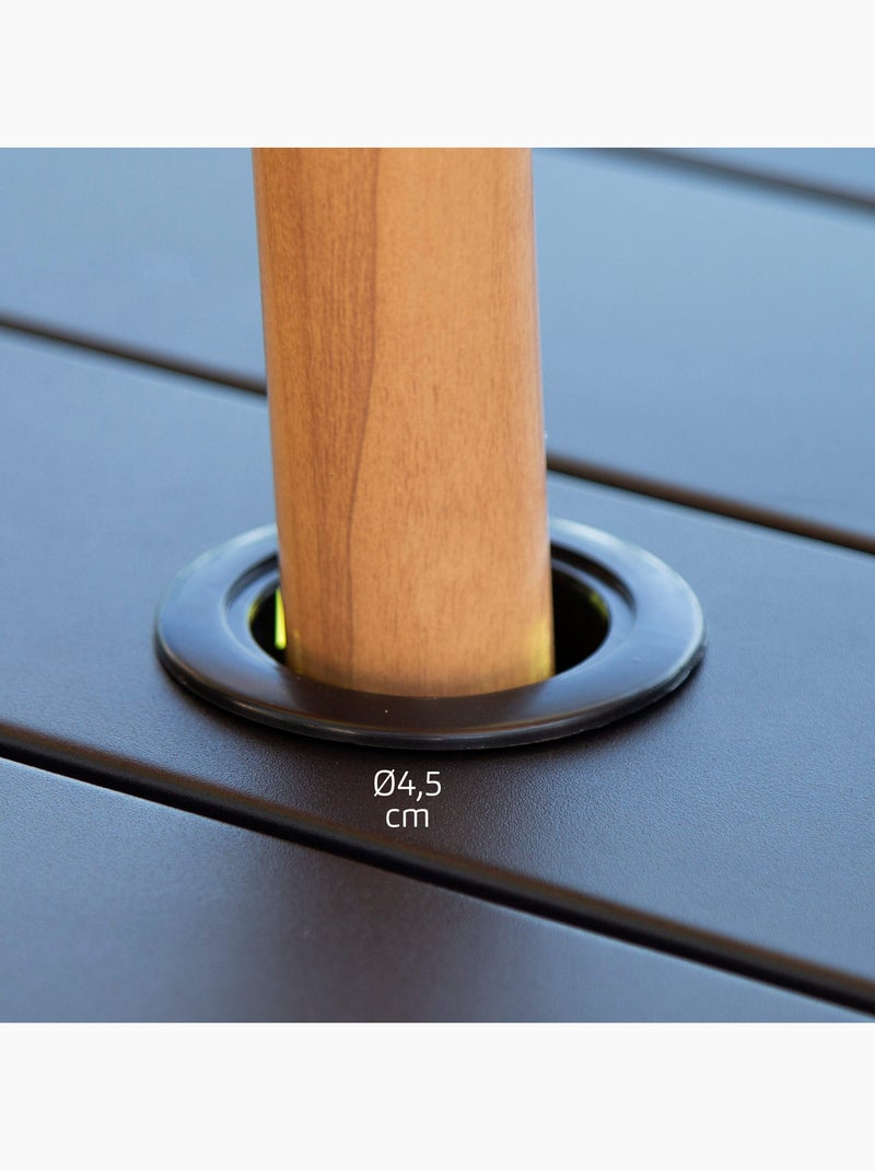 Aktive table de jardin pliante en acier pour 4 personnes avec trou pour parasol 120x75x70 cm Noir - Kiabi